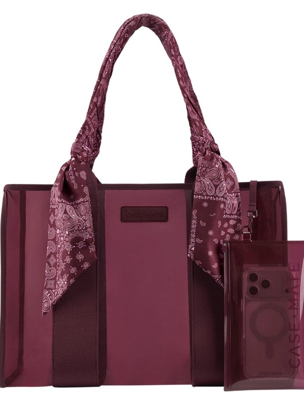 Case-Mate Mulberry Twilly Jelly Tote Burgundy Western Beach Travel Bag NWT